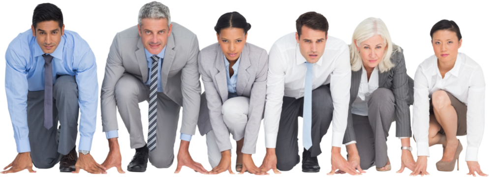 Business people preparing to run