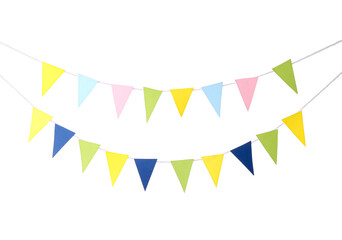 Obraz premium Colorful flags for Festa Junina on white background
