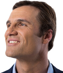 Obraz premium Businessman smiling against white background