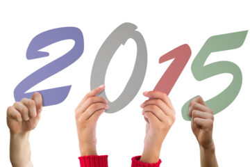 Close up of hands holding 2015 