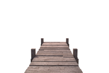 Wooden jetty on white background