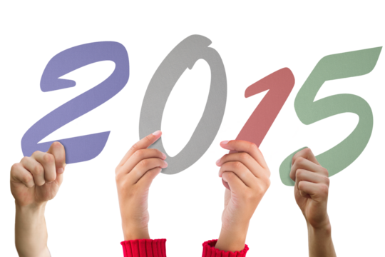 Close up of hands holding 2015  - Powered by Adobe