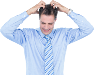  Anxious businessman with hands on his head