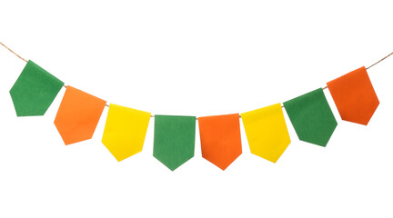 Colorful flags on white background. Festa Junina (June Festival) celebration