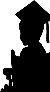recommend clip art: Silhouette student wearing mortar board while sitting on wheelchair