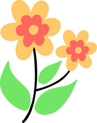 Easter Day Flower Flat hand Drawn Illustration