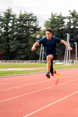 Obraz premium Disabled Man Athlete Running