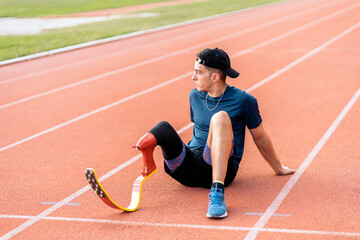 Obraz premium Disabled Man Athlete Resting