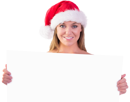Festive blonde smiling at camera