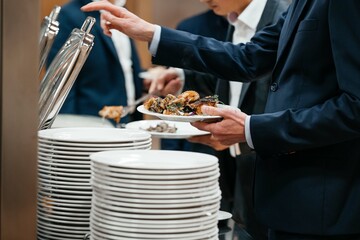 dishes on the buffet