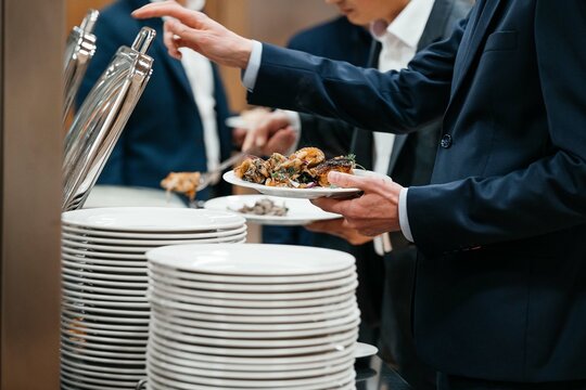 dishes on the buffet