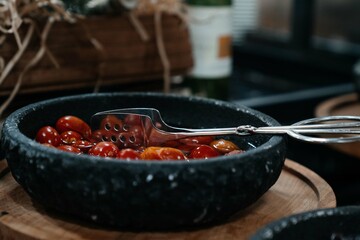 dishes on the buffet