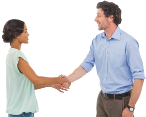 Confident business people shaking hands