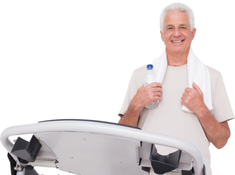 Senior man on the treadmill