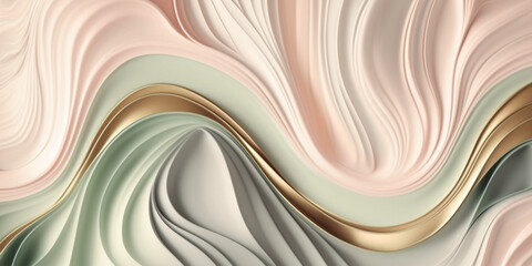 Sage Green Blush Pink Gold Swirling Wavy Texture Art Abstract Wallpaper Pattern Generative AI