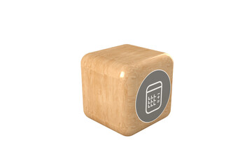 Computer generated image of calculator icon on brown cube