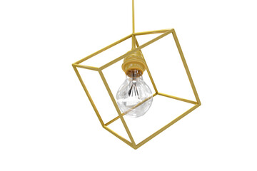 3d image of yellow pendant light against white background