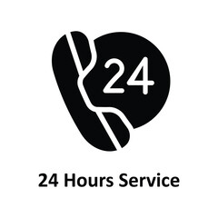 24 Hours Service Vector Solid Icons. Simple stock illustration stock