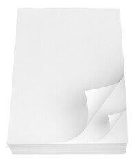 Stack of white paper isolated on transparent background