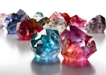 Precious crystals Isolated on a White Background, Generative AI