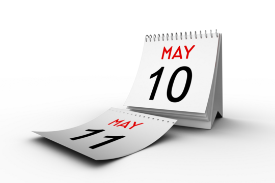 Spiral calendar over white background