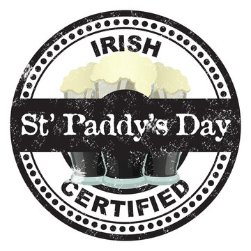 Composite image of St Patrick Day with beer glasses symbol