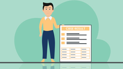 CBSE Exam Result Card Shown by Indian Student Illustration