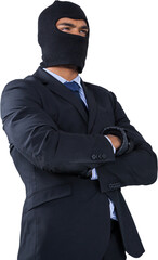 Male hacker standing with arms crossed