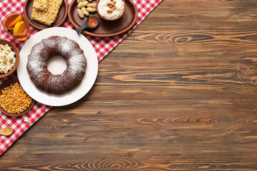 Traditional food for Festa Junina (June Festival) on wooden background