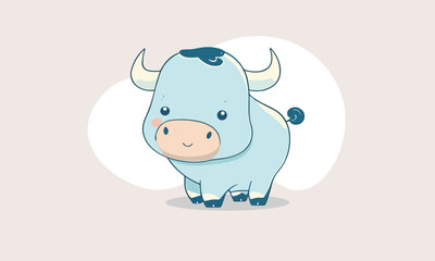 Cute baby cow happy cattle smile animal vector Funny cartoon animal simple flat design for kindergarten Child books