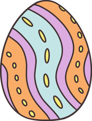 Easter Day Decorated Egg Flat Hand Drawn Illustration
