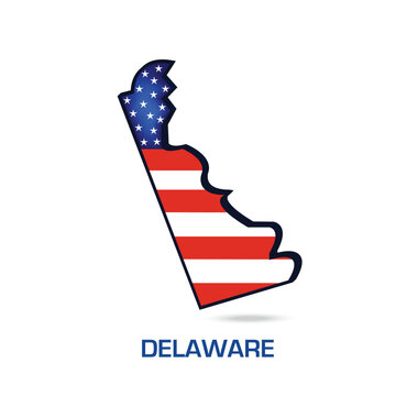  Delaware state map USA flag colors icon 3d vector image design template