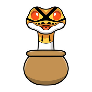 Cute albino pied ball python cartoon inside the sack