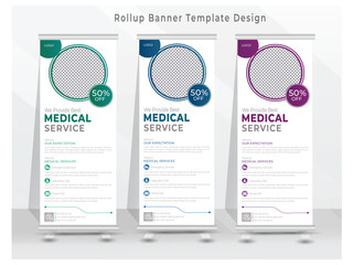 Hospital roll-up banner template design