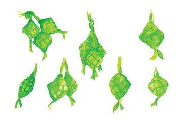 Vector hand drawn traditional ketupat, hand drawn watercolor vector illustration for greeting card or invitation design