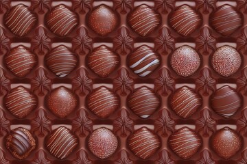 Seamless pattern of chocolate. Chocolate candies pattern. Generative AI