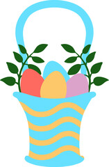 Easter Day Egg in a Basket Flat Hand Drawn Illustration