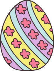 Easter Day Decorated Egg Flat Hand Drawn Illustration