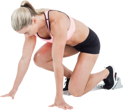 Female athlete on the start line
