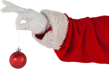 Santa Claus holding Christmas ornament