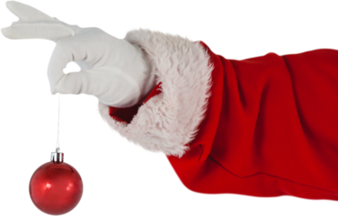 Santa Claus holding Christmas ornament