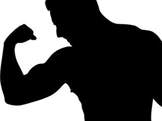 Close-up of athlete flexing muscle