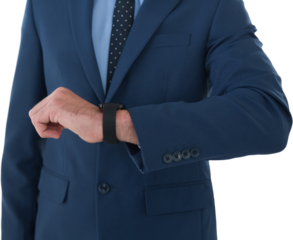 Mid section of businessman wearing wrist watch