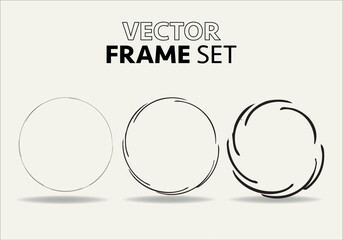 Hand drawn circles sketch frame vector set. Rounds scribble line circles. Vector illustrations.