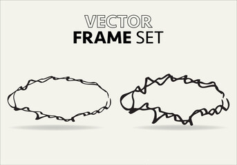 Doodle oval. Hand-drawn ellipse, round grunge frame and circled doodle isolated icon set on white. 