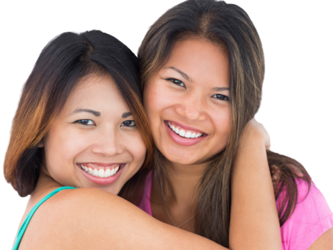 Two pretty sisters embracing each other  - Powered by Adobe