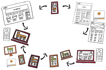 Multi colored various digital icons
