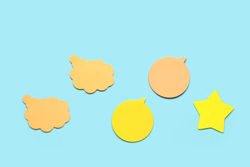 Different sticky notes on blue background