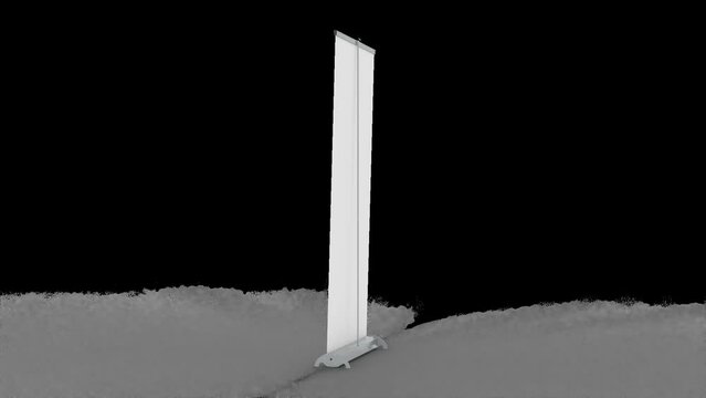 Executive Pull up Banner with Roll Up White Print. Alpha Channel Transparent Background 3D Animation 360 degree rotation.
