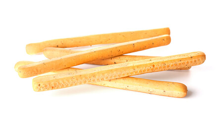 Tasty Italian Grissini isolated on white background